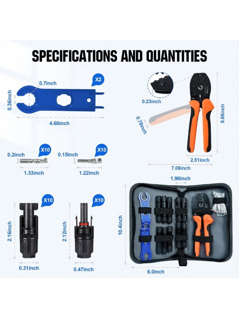 13-Piece Solar Crimper Tool Kit - Crimper, Connectors & Wrenches for Panel - Picture 2 of 6